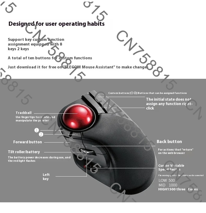 Ergonomic Mouse Vertical - Custom Settings for AutoCAD，2.4G 10 Programmable