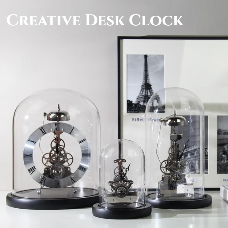 Office Desk Tech Accessories - Luxury Mechanic Metal Desk Clock Living