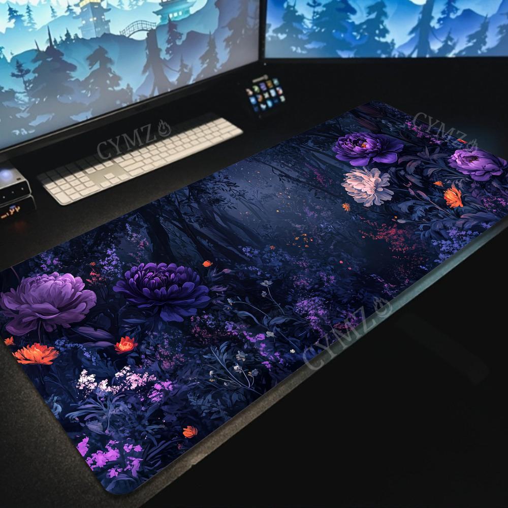 Office Desk Tech Accessories - Mysterious Peony Pattern Design Large Mouse