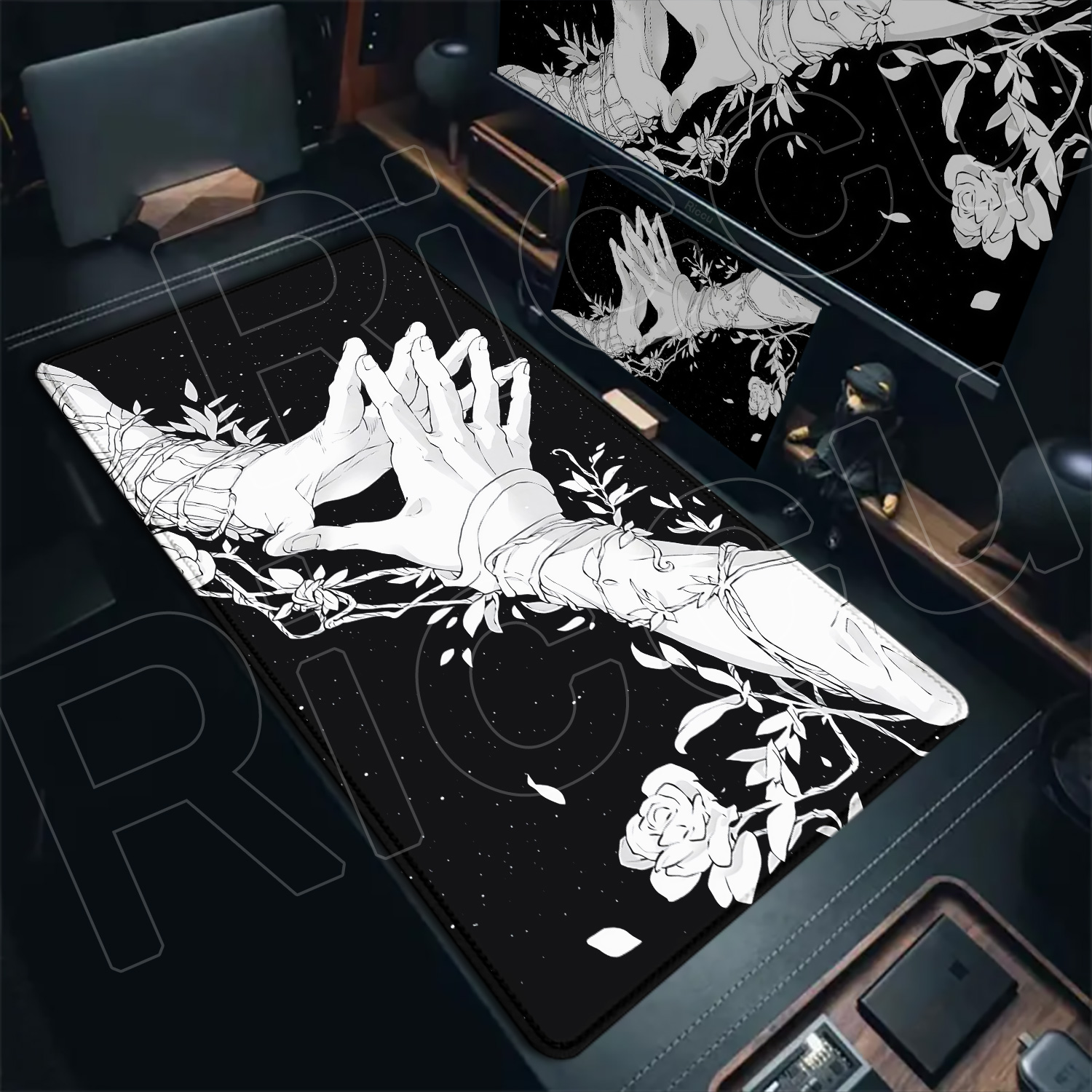 Office Desk Tech Accessories - HD Large Black White XXL Gothic