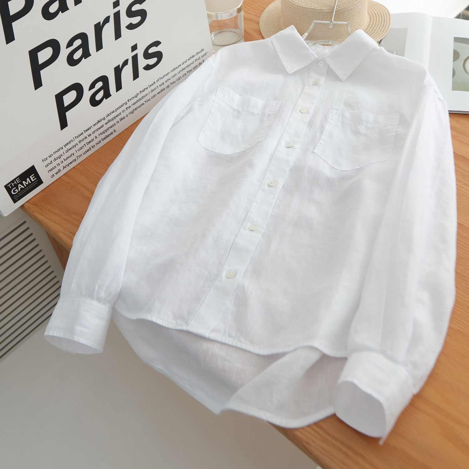 Office Tech - Women's 100% Linen Button-Down Shirt —