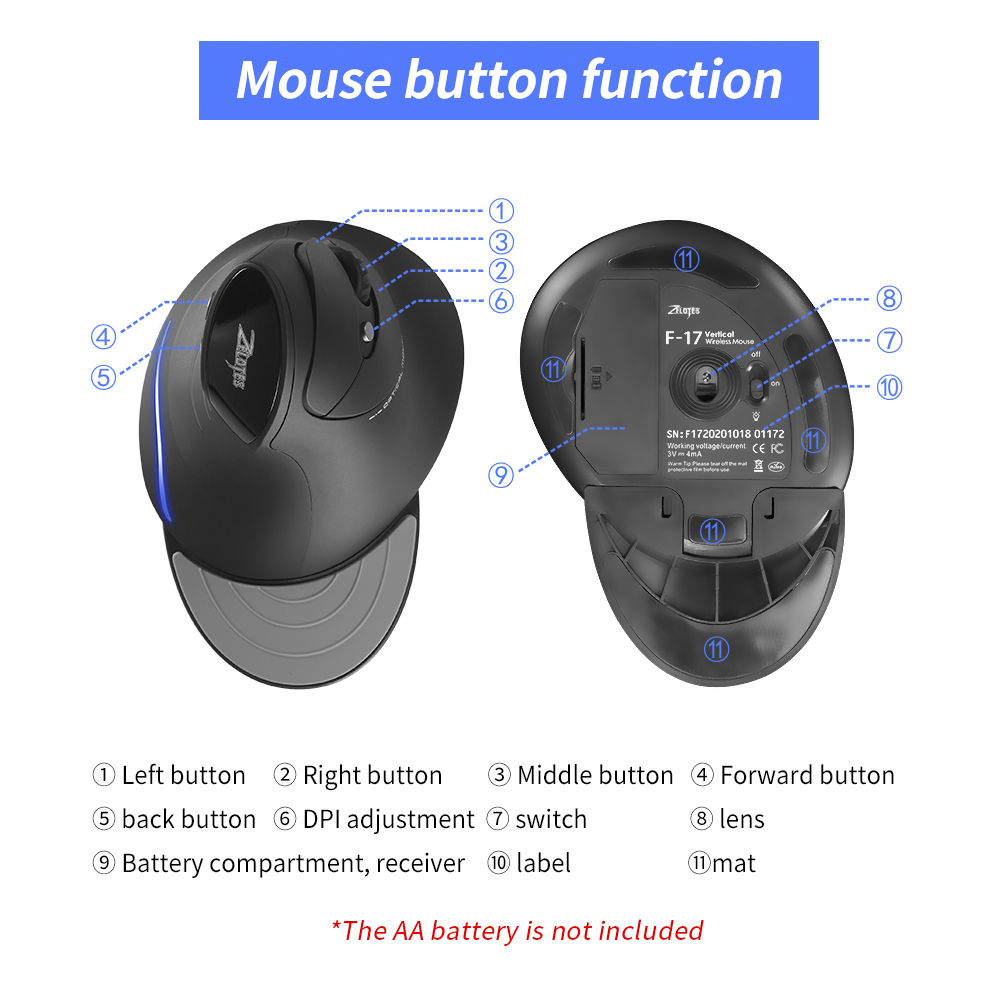 ZELOTES F-17 6 Keys Ergonomic  – Ergonomic Mouse Vertical Bewertung und Preis