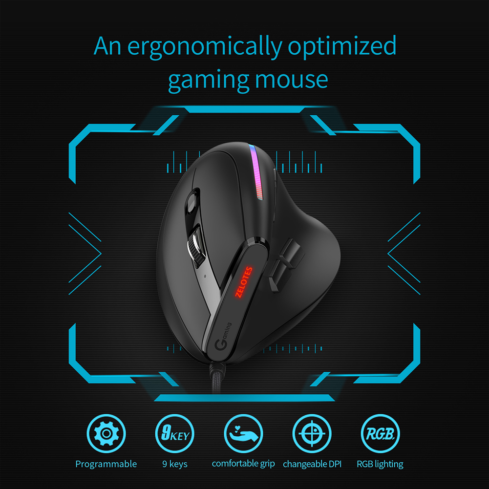 ZELOTES 9 Buttons T-50 Wired V – Ergonomic Mouse Vertical Bewertung und Preis