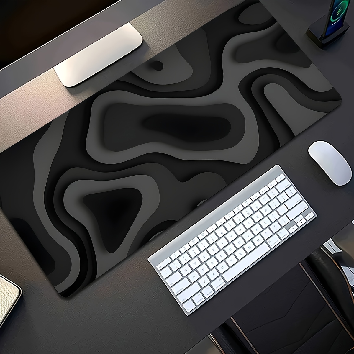 Black Gray Swirl Design Large  – Office Desk Tech Accessories Bewertung und Preis