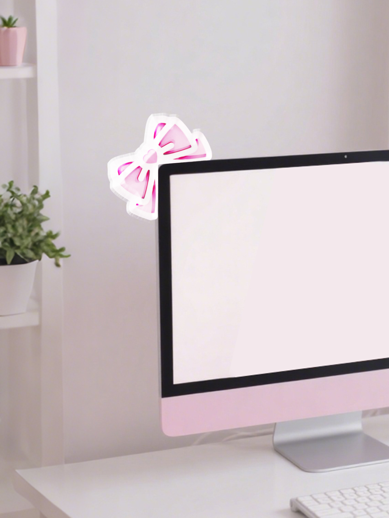 Kawaii Bow Monitor Decor Pink  – Office Desk Tech Accessories Bewertung und Preis