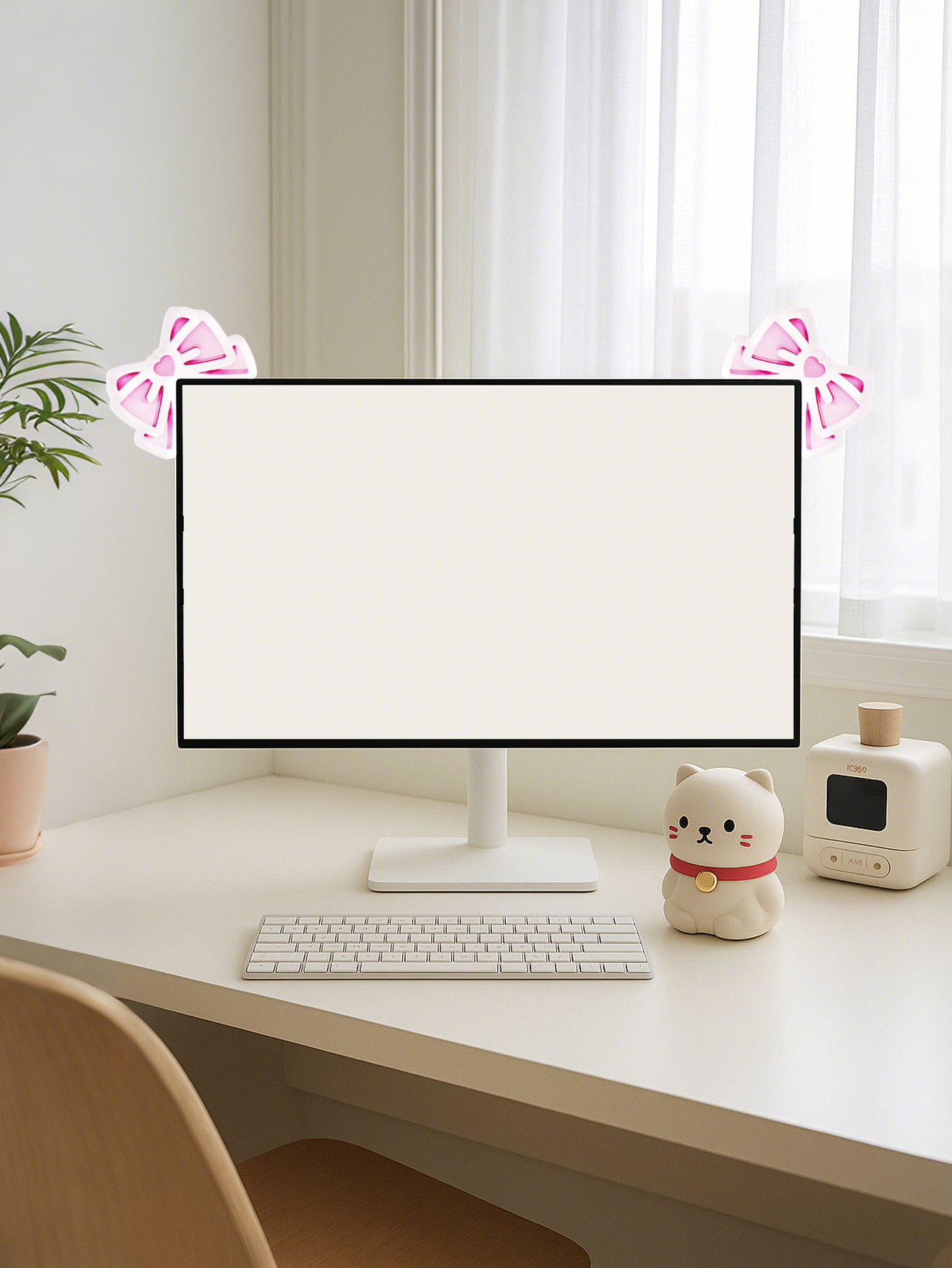 Kawaii Bow Monitor Decor Pink  – Office Desk Tech Accessories Bewertung und Preis